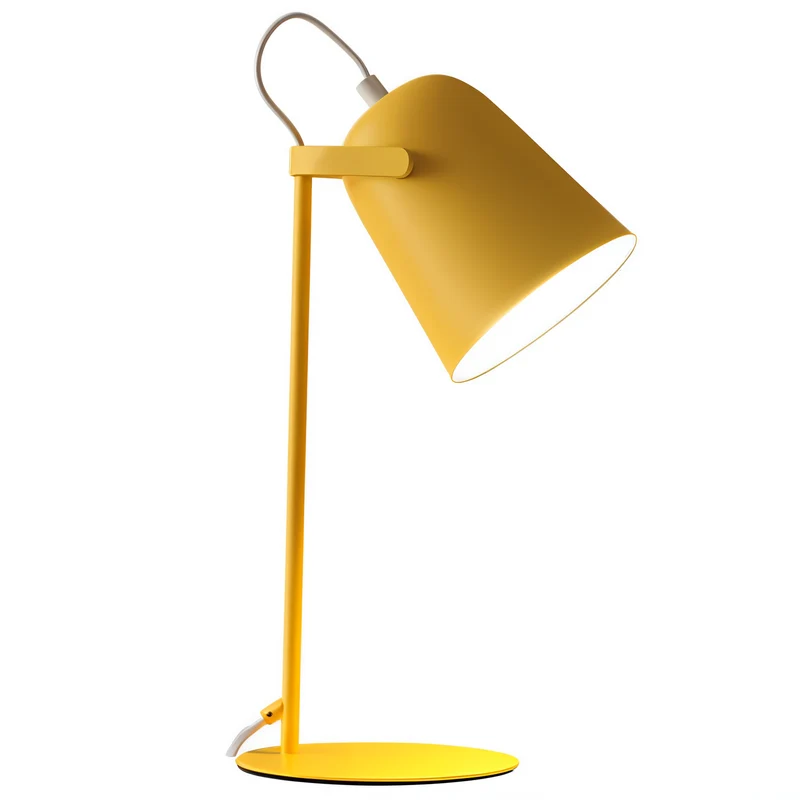 Skanto | Macaron Tischlampe - Nordische Gelbe Schreibtischlampe - Verstellbare Lampe