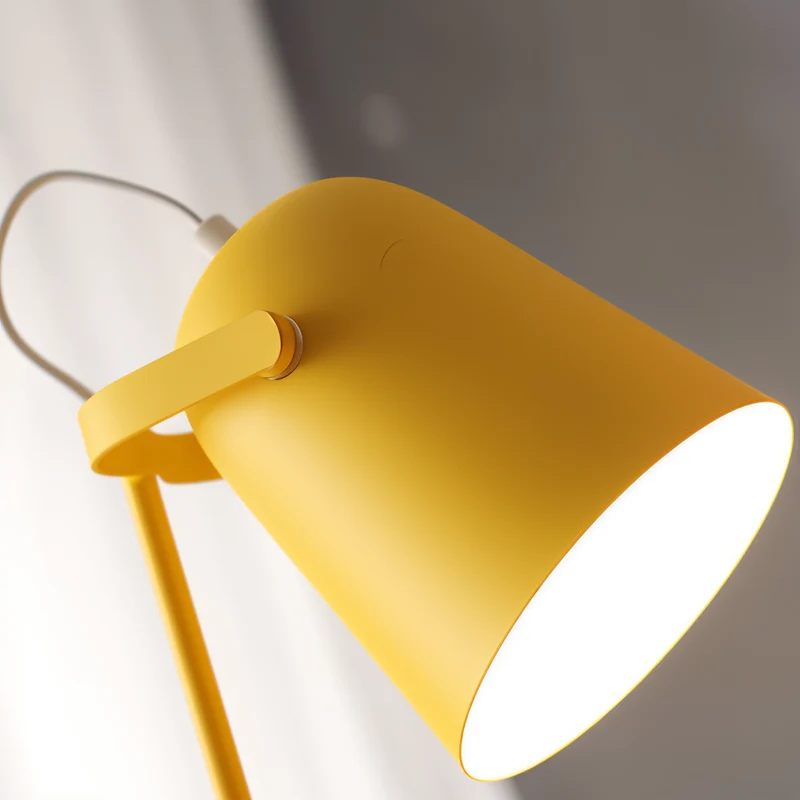 Skanto | Macaron Tischlampe - Nordische Gelbe Schreibtischlampe - Verstellbare Lampe
