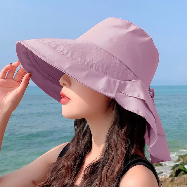Skanto | SUNNY | Damen Sonnenhut für die Sonne | Breite Krempe UV-Nackenschutz | Sonnenstrandhut Frau