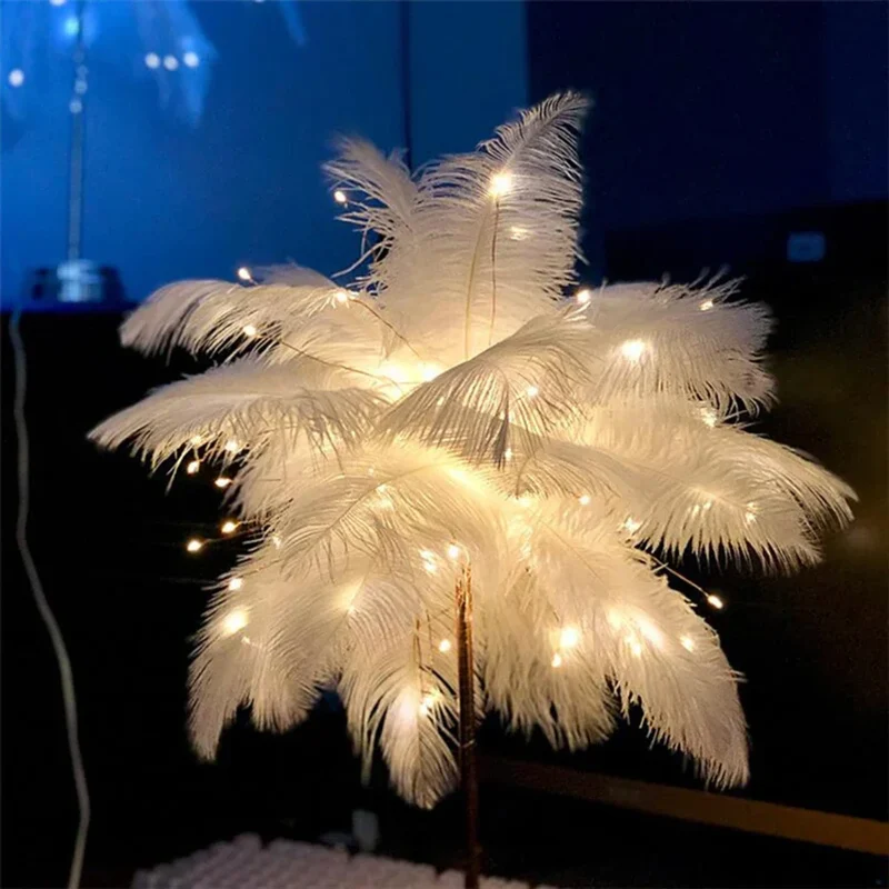 Skanto | LED-Feder-Tischlampe Nachtlicht USB-betrieben Fernbedienung Nachttischlampen