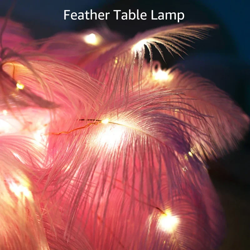 Skanto | LED-Feder-Tischlampe Nachtlicht USB-betrieben Fernbedienung Nachttischlampen