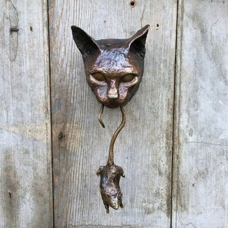 Skanto | Kreativer Katzen- und Maus-Metall-Türklopfer