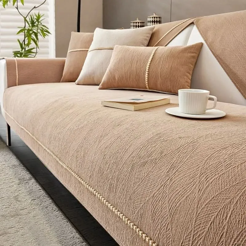 LeinenLux™ | Rutschfester Sofabezug mit Leinenstruktur