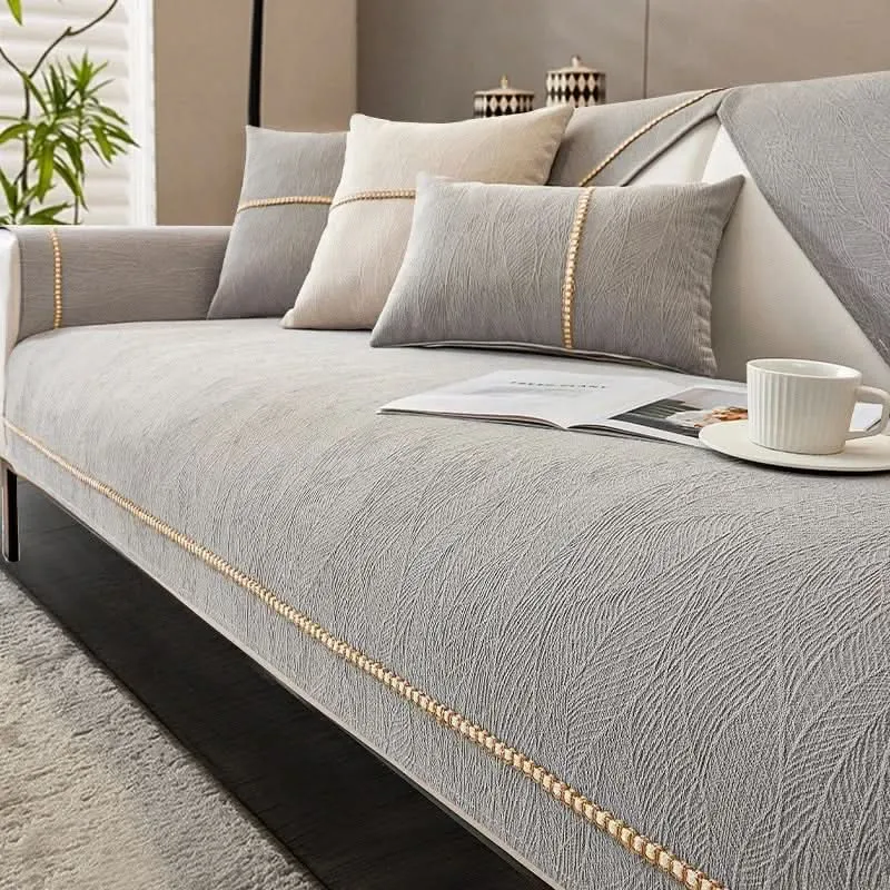 LeinenLux™ | Rutschfester Sofabezug mit Leinenstruktur