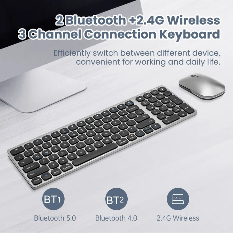 Skanto | K4500 Kabellose Bluetooth-Tastatur + Drei-Modus-Silent-Lademäuse-Set