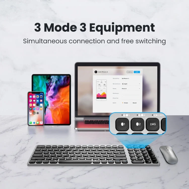 Skanto | K4500 Kabellose Bluetooth-Tastatur + Drei-Modus-Silent-Lademäuse-Set