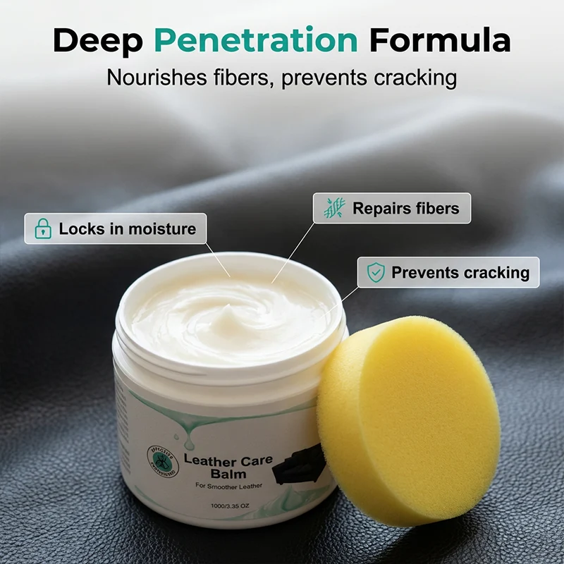 LeatherGlow™ | Premium Lederpflegebalsam mit Applikationsschwamm
