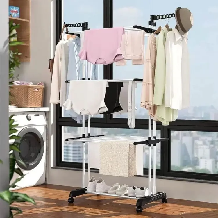 DryTower™ | 4-stufiger Wäscheständer mit Rollen