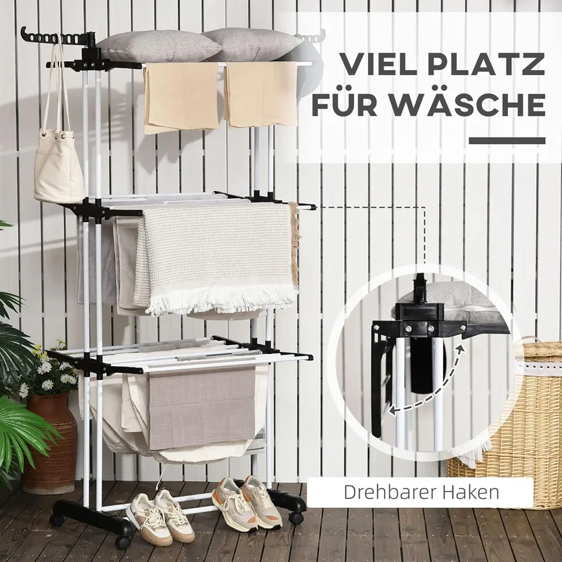 DryTower™ | 4-stufiger Wäscheständer mit Rollen