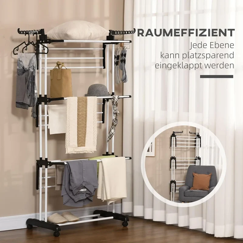 DryTower™ | 4-stufiger Wäscheständer mit Rollen