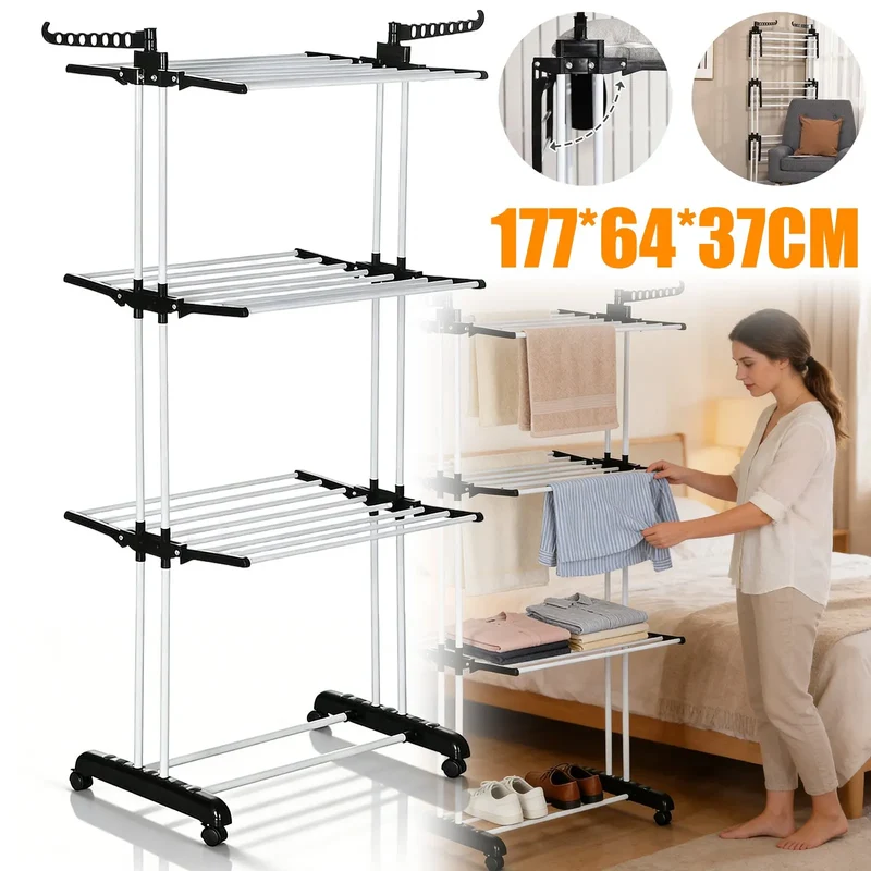 DryTower™ | 4-stufiger Wäscheständer mit Rollen