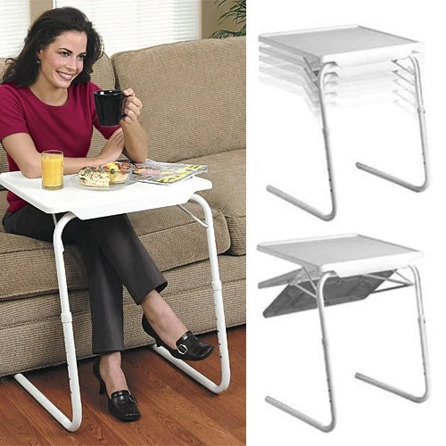Skanto | Multifunktionaler, faltbarer und tragbarer Laptop-Tisch aus Kunststoff und Stahlrohr mit Hebel, höhenverstellbar: 53-74cm, winkelverstellbar: 30 Grad / 60 Grad / 90 Grad / 180 Grad