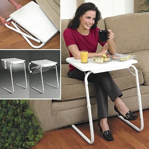 Skanto | Multifunktionaler, faltbarer und tragbarer Laptop-Tisch aus Kunststoff und Stahlrohr mit Hebel, höhenverstellbar: 53-74cm, winkelverstellbar: 30 Grad / 60 Grad / 90 Grad / 180 Grad