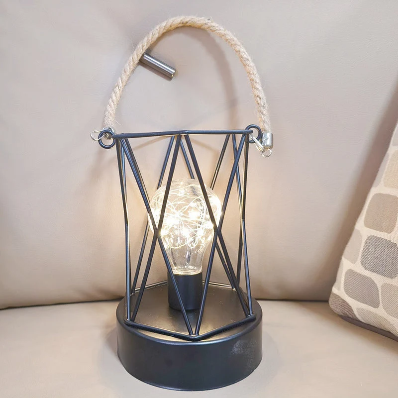 Skanto | Moderne minimalistische vertikal gestreifte quadratische runde Eisen-LED-Tischlampe für das Wohnzimmer