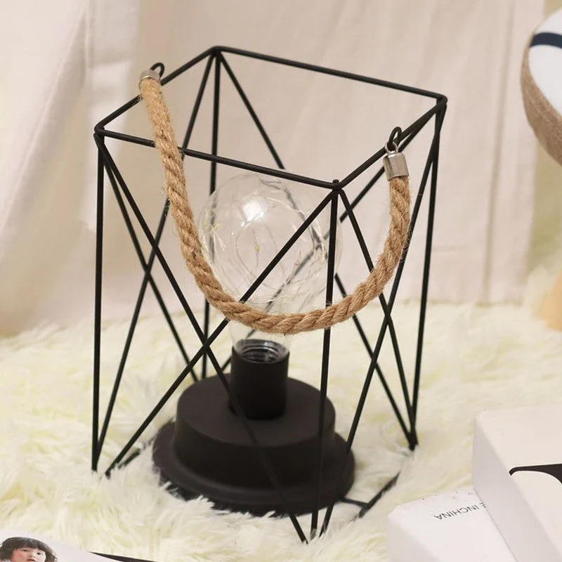 Skanto | Moderne minimalistische vertikal gestreifte quadratische runde Eisen-LED-Tischlampe für das Wohnzimmer