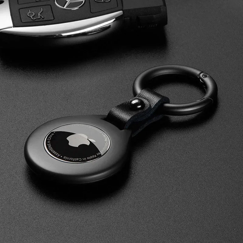 Skanto | Hochwertige Leder-Metall-Anhänger-Schutzhülle für Apple Airtags