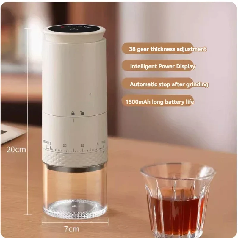 Skanto | 1500mAh Elektrische Kaffeemühle Extern einstellbar Typ-C Lade-Kaffeemühle Bohnenmahlmaschine Kaffeemaschine
