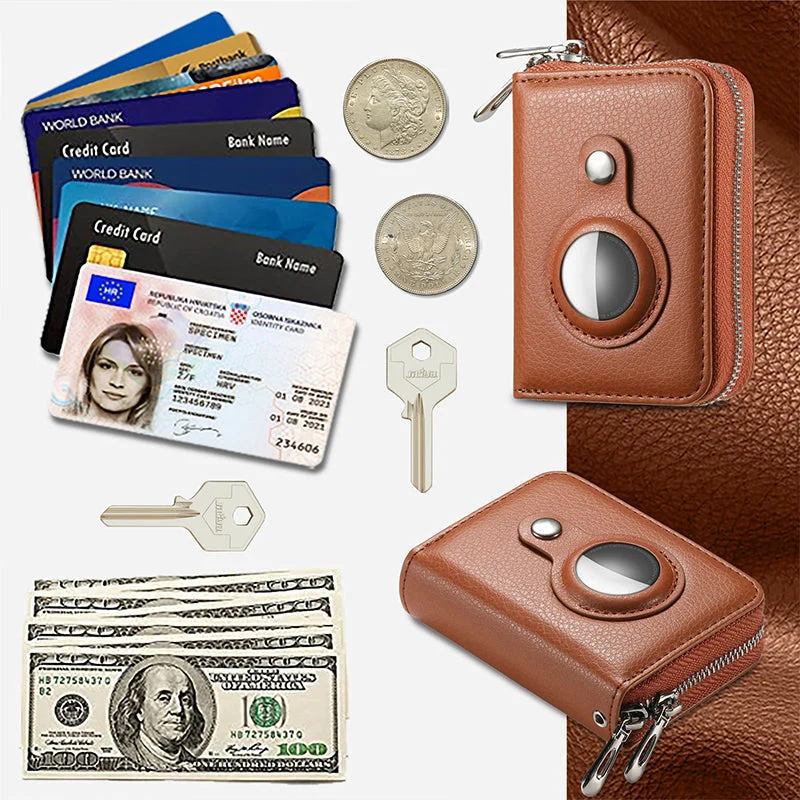 Skanto | Intelligentes AirTag-Zip RFID-Lederportemonnaie