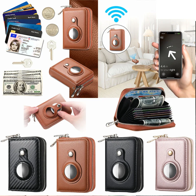 Skanto | Intelligentes AirTag-Zip RFID-Lederportemonnaie