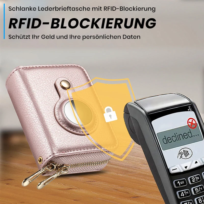 Skanto | Intelligentes AirTag-Zip RFID-Lederportemonnaie
