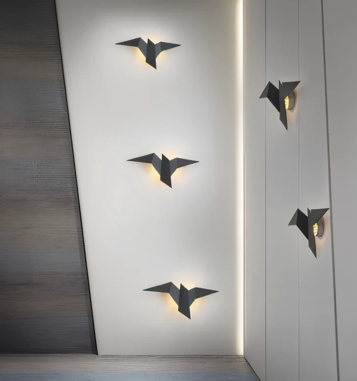 Skanto | OriTori Wandlampe – Geometrische Origami Vogel Wandlampe – Japanischer Stil Wandlampen Design