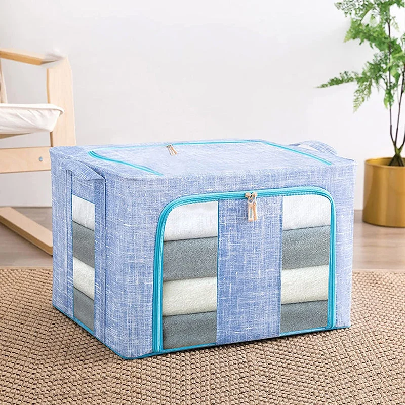 LinoSort™ | Faltbare Aufbewahrungsbox Leinen, mit Sichtfenster