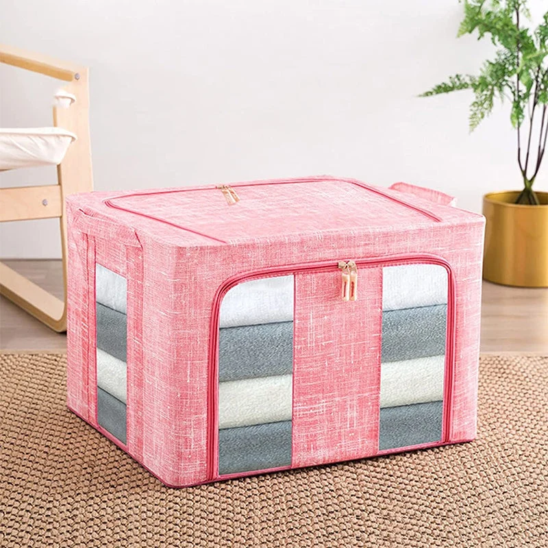 LinoSort™ | Faltbare Aufbewahrungsbox Leinen, mit Sichtfenster