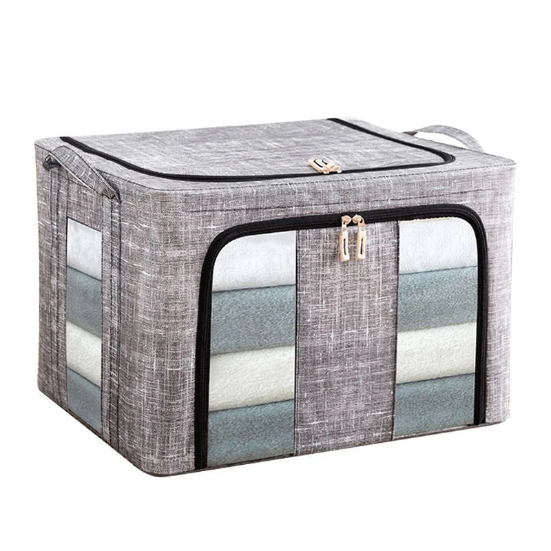 LinoSort™ | Faltbare Aufbewahrungsbox Leinen, mit Sichtfenster