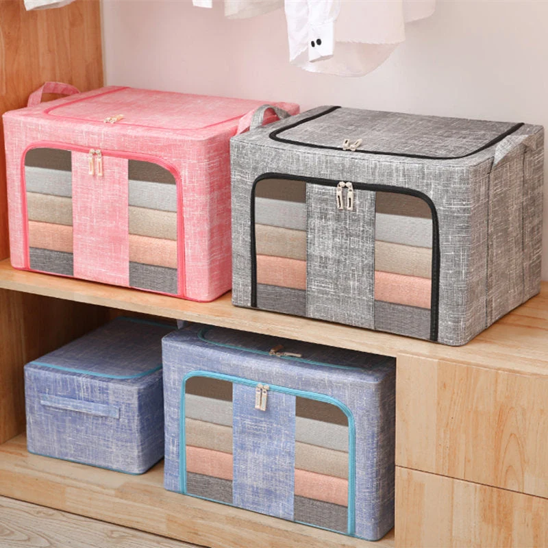 LinoSort™ | Faltbare Aufbewahrungsbox Leinen, mit Sichtfenster