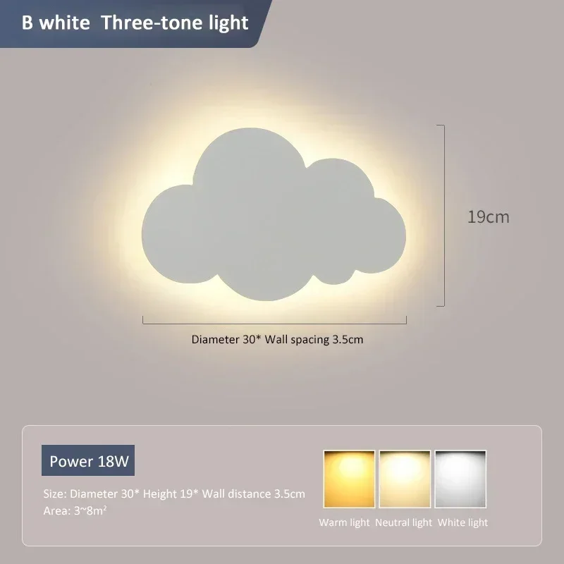 Skanto | LED-Wolken-Wandlampe – 3-farbig dimmbare moderne Wandbeleuchtung für Schlafzimmer, Wohnzimmer und Kinderzimmerdekor