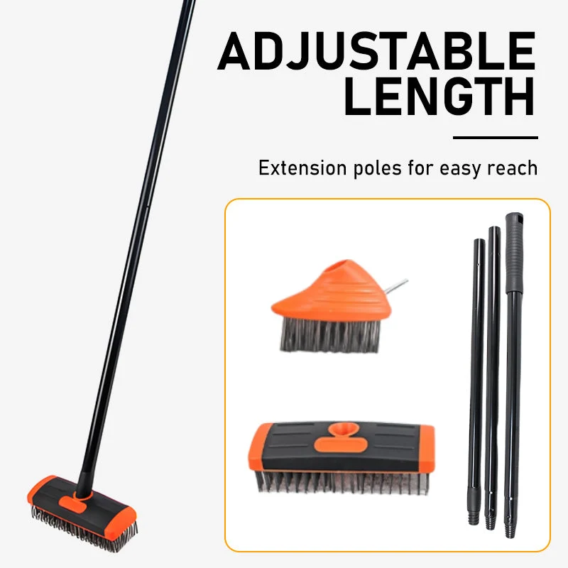 GroutMaster™ | 3-in-1 Fugenbürste mit Stahlborsten & verstellbarem Teleskopgriff