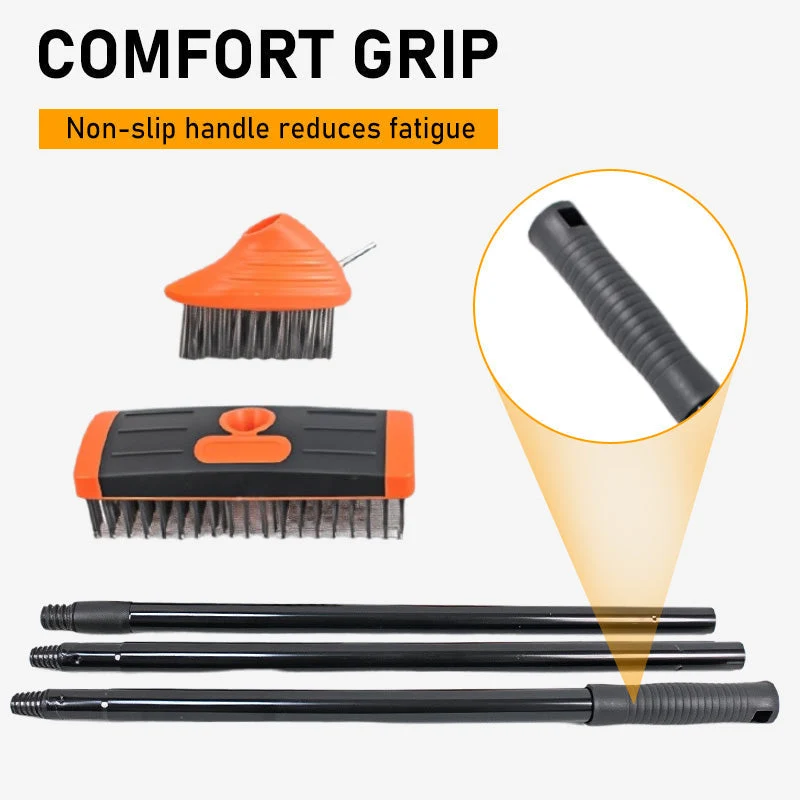GroutMaster™ | 3-in-1 Fugenbürste mit Stahlborsten & verstellbarem Teleskopgriff