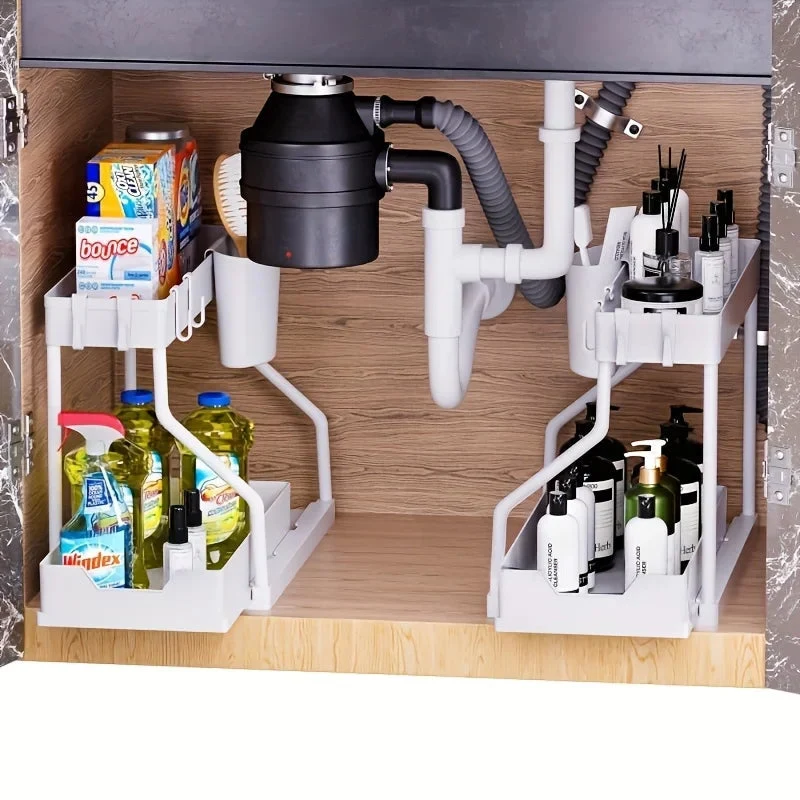 SpaceSlide™ | 2-stufiger Unterspülen-Organizer mit ausziehbarem Ablagefach
