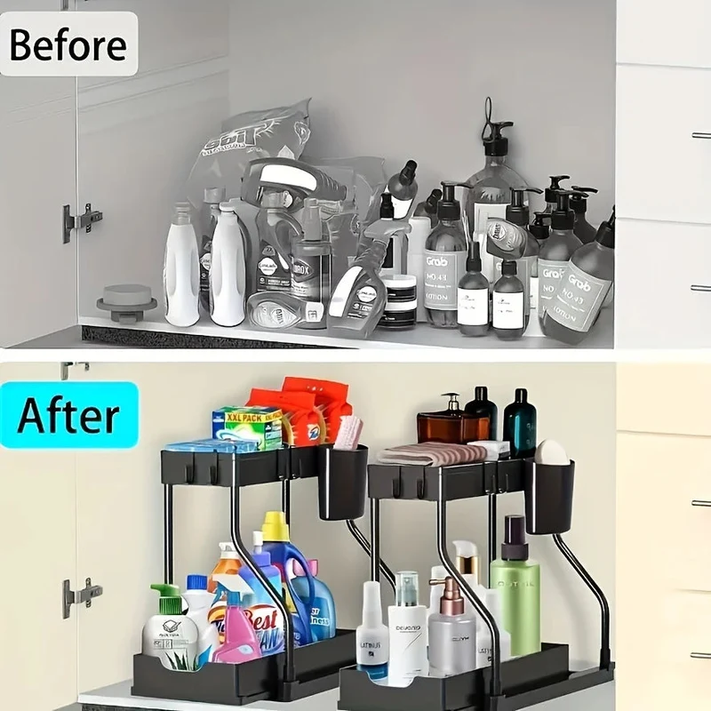 SpaceSlide™ | 2-stufiger Unterspülen-Organizer mit ausziehbarem Ablagefach