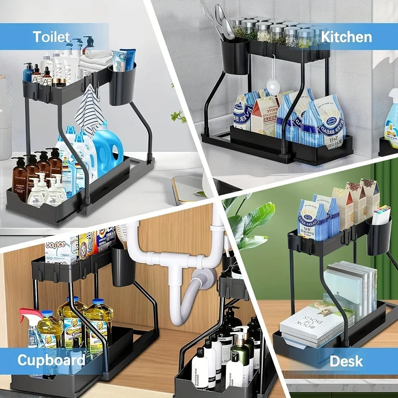 SpaceSlide™ | 2-stufiger Unterspülen-Organizer mit ausziehbarem Ablagefach