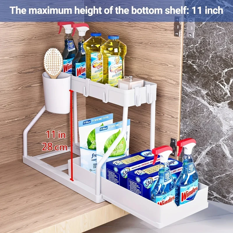 SpaceSlide™ | 2-stufiger Unterspülen-Organizer mit ausziehbarem Ablagefach