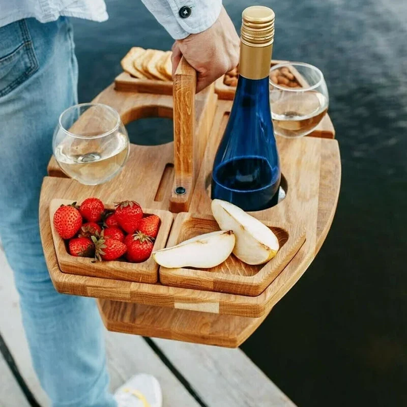 Skanto | Tragbarer Picknick-Weintisch aus Holz