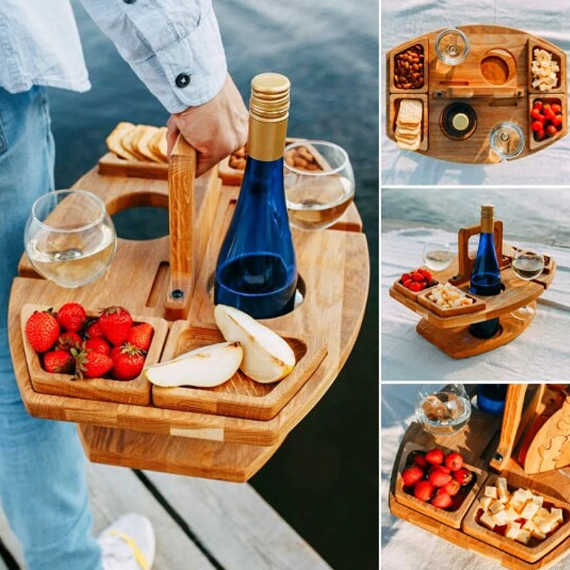Skanto | Tragbarer Picknick-Weintisch aus Holz