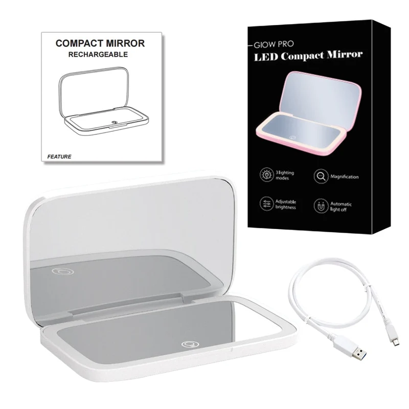 Skanto Skanto | Mini LED Kosmetikspiegel mit 10-facher Vergrößerung, einstellbaren Lichteinstellungen, USB wiederaufladbar
