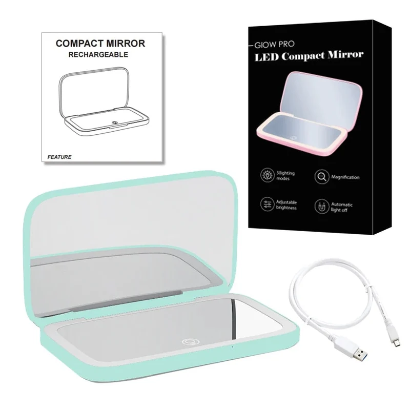 Skanto Skanto | Mini LED Kosmetikspiegel mit 10-facher Vergrößerung, einstellbaren Lichteinstellungen, USB wiederaufladbar