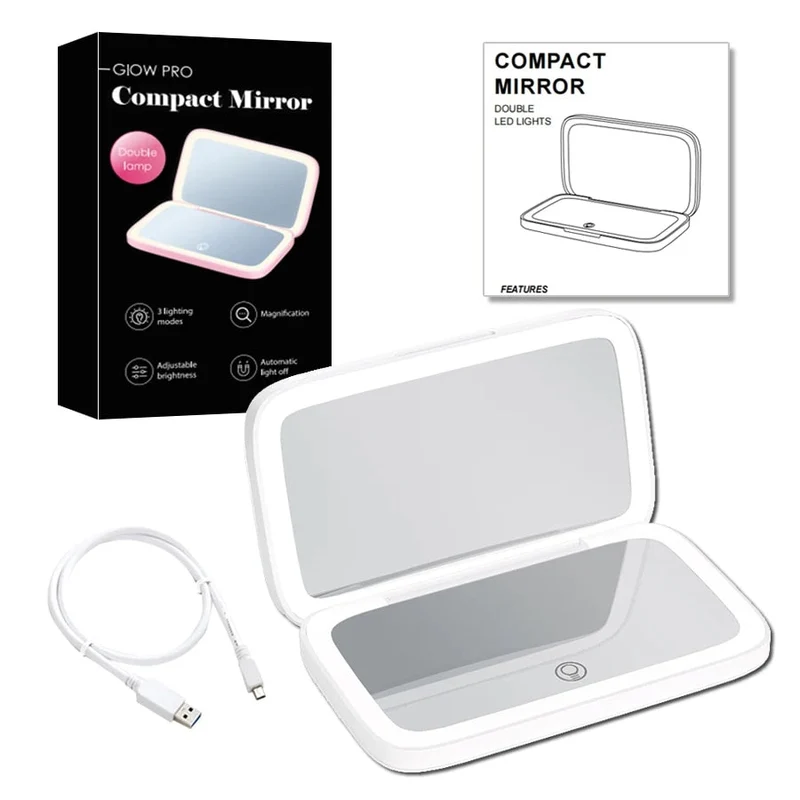 Skanto Skanto | Mini LED Kosmetikspiegel mit 10-facher Vergrößerung, einstellbaren Lichteinstellungen, USB wiederaufladbar