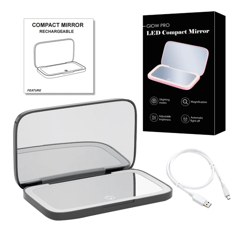 Skanto Skanto | Mini LED Kosmetikspiegel mit 10-facher Vergrößerung, einstellbaren Lichteinstellungen, USB wiederaufladbar
