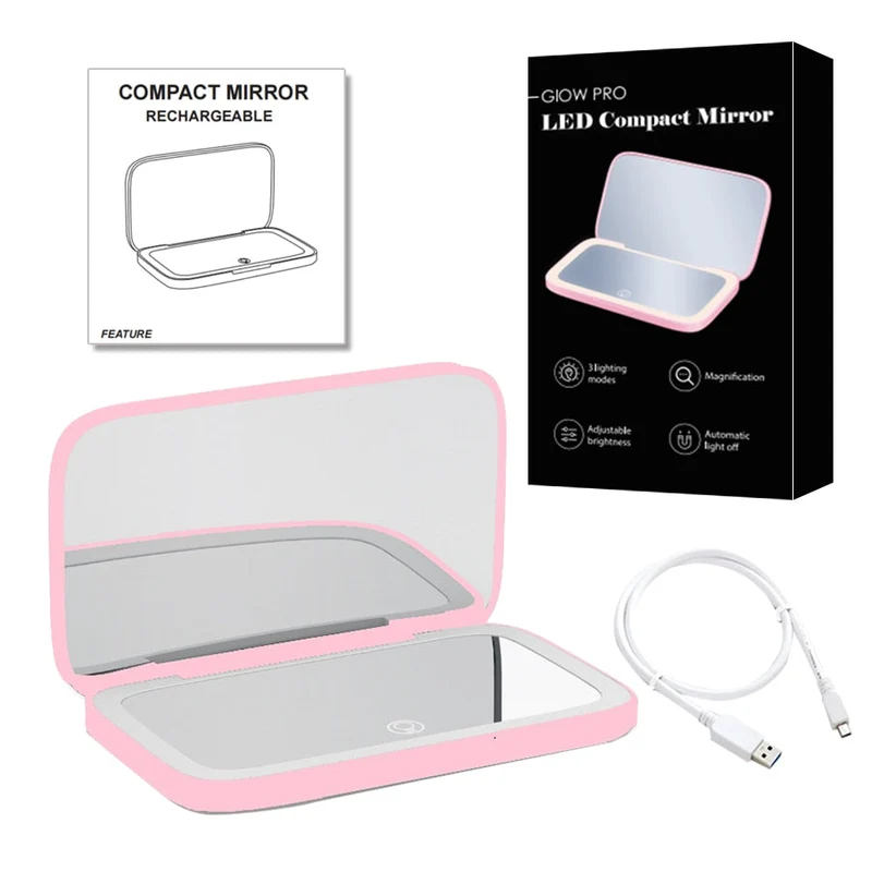 Skanto Skanto | Mini LED Kosmetikspiegel mit 10-facher Vergrößerung, einstellbaren Lichteinstellungen, USB wiederaufladbar