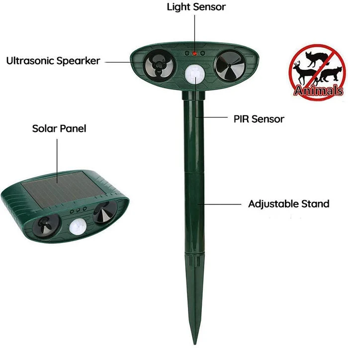 Skanto | Skanto Waschbär Outdoor Ultraschall-Vertreiber - Solarbetriebene Ultraschall-Tier- und Schädlingsbekämpfung - Waschbären innerhalb von 48 Stunden loswerden