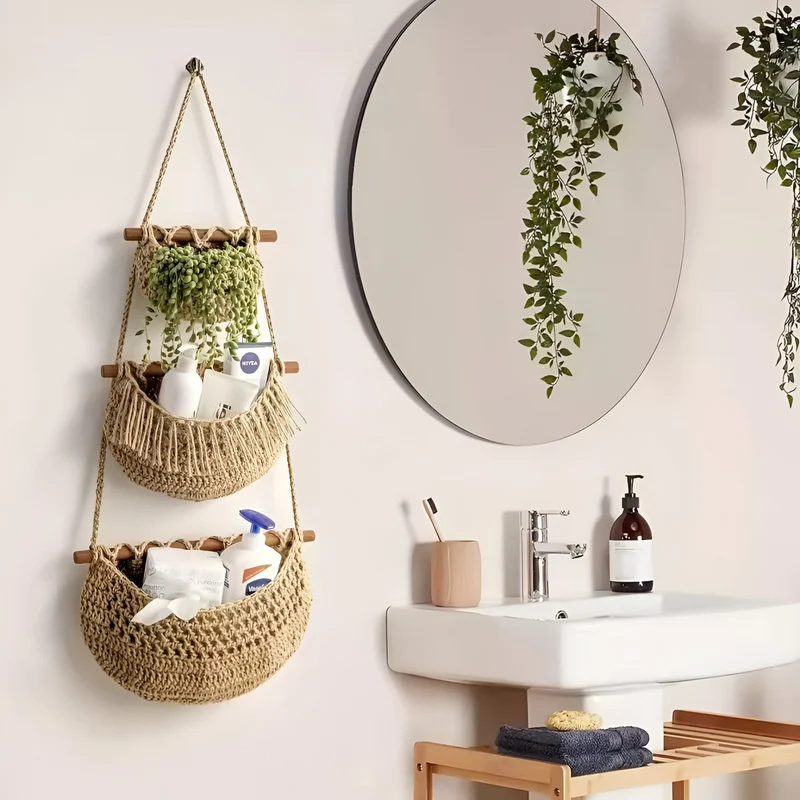 FreshNook™ | Hängekorb – 3-stufig, aus Jute & platzsparend