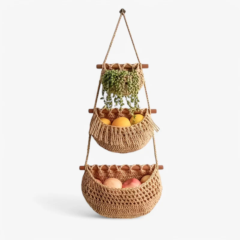 FreshNook™ | Hängekorb – 3-stufig, aus Jute & platzsparend