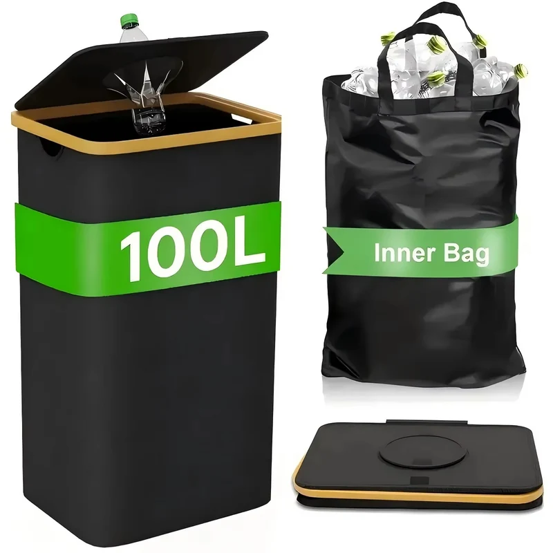 EcoBasket™ | Recyclingkorb 100L – Faltbarer Flaschensammler mit Rahmen & waschbarem Sack