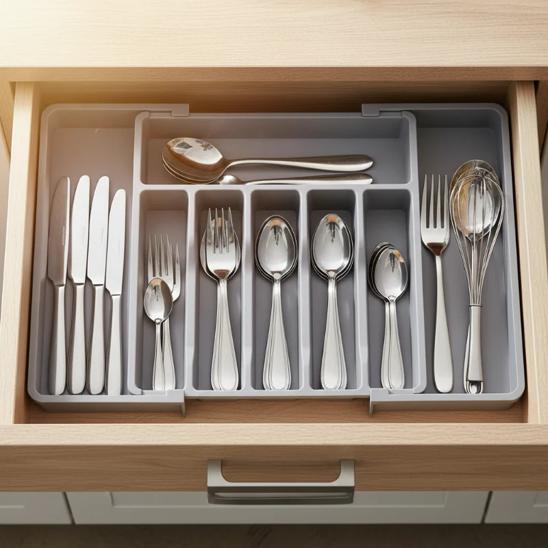 OrganizeEase™ | Verwandelt chaotische Schubladen sofort in ruhige Ordnung