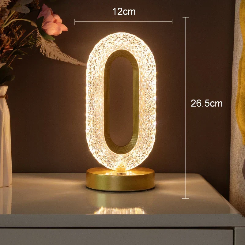 Skanto | Kristall-LED-Tischlampe: Dimmbar, USB-Laden, Touch- & Fernbedienung