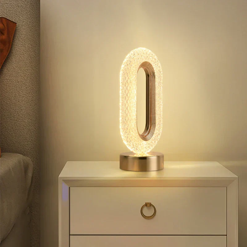 Skanto | Kristall-LED-Tischlampe: Dimmbar, USB-Laden, Touch- & Fernbedienung